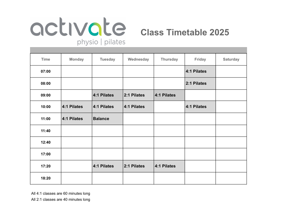 Class time table 2025